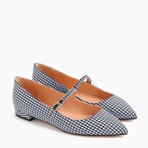 J.Crew Women's Pointed-Toe Mary Jane Flats in
Gingham - Navy - Size 7 1/2